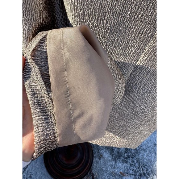 90s Gold Albert Nippon Boutique Skirt Suit Plisse Metallic Open Front Pleat Lape - Picture 13 of 16